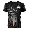 Camisetas masculinas camisetas vintage camiseta 3D Padrão de ferramenta mecânica impressa com mangas curtas comuns de manga curta