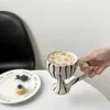 TUMBLERS tazza dipinta a mano design retrò di caffè in ceramica irregolare tazza per la colazione di latte interessante H240425