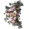 Dekorativa blommor Champagne Powder Artificial Wedding Arch Dekoration Simulering Flower Välkommen skylt Dekorationer Två stycken Silk