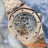 AP Timeless Wrist Watch Royal Oak Series 15467or Full Hollow Calan 18K Rose Gold Automatic Mécanical Watch with Garantie