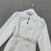 Luxury High Quality Women's Dress Women's Summer Long Sleeve Mid length white black dress lapel skirt Asian size S-L