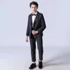 Garnitury Dzieci Piano Party Kurtka kamizelki 3ps podwójnie piersi Tuxedo Dress Boys Stripe Wedding Suit Dzieci