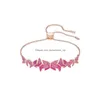 Armbandhalsband sätter 2023 Original rostfritt stålörhängen Ldyllia Pink Zircon Crystal Womens smycken med logotypsleverans DHK3X