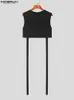 Мода Мужчины Танка Торд с твердым цветом o-neck без рукавов полость сексуальной сельской уличной одежды без спины S-5xl incerun 7 240419
