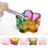 Vätskor 1st Rainbow Crystal Clear Glass Liquid Dish Dappen Dish Glass Cup With Lid Bowl för akrylpulvermonomer Nagelkonstverktyg