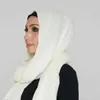 Hijabs bubbla vanligt skrynkligt bomull hijab mjuk pannband wraps sjalar solider färg grossist crinka hijab halsduk d240425