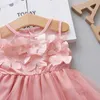 Flickans klänningar Flower Fairy Baby Girl Party Dresses Summer Children Kläder Födelsedag Prinsessan Evening Mesh Dress Toddler Kids Costume 0 till 3 Y D240425