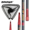 Accessoires Bakawa Klapperfischernetz Teleskop Lande NE 2,1 m/3/3,6 m Karpfen Kohlefaserfliege Tools Seemann Netto Landing Net Accessorie