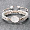 Perles de perles de 4 mm bracelets en pierre naturelle bracelets en porcelaine blanche corde élastique tressée à la main ajusté à la main pour femme homme couple bijoux
