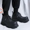 Casual Shoes Hight Quality 2024 S/A British Style Ground Leather For Men's Black Hombre Daily Dress Height Increasing