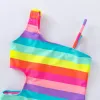 Swimwear chicas de una pieza Strpes coloridas trajes de baño de verano