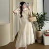 Sukienki macierzyńskie wiosna kobieta w ciąży sukienki szyfonowe z rękawem o masie słodka sukienka macierzyńska z podszewką moda ciąża sukienka liniowa