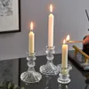 Novel Glass Candle Holder Nordic Decor Candlestick Romantic Stand Desk Accessories Wedding Centerpieces Ornament Presents 240410