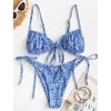 Swimwear Women Floral Imprimé sexy à trois points Low Bikini Bikini Fashion Time de maillot de bain en deux pièces Summer Belk