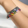 Strands Hapiship Faship Sweet Romantic Romantic World Flag National Links Italian Charm Fit Bracciale in acciaio inossidabile Gioielli che producono DJ036