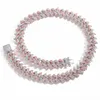 Hip Hop 18mm Pink White Diamond a punta a catena cubana Collana Filla a molla primavera 925 Luxury Mashifur