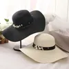 Wide Brim Hats Bucket Hats 2019 Hot vendeur rond Top Raffia Wide Brim Str Hat Summer Sim Hat Womens Loisk