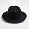 ワイドブリムハットバケツハットビンテージソフトウールフェドーラハットファッションパナマトリルビージャズハットフェザーデコレーション紳士パーティーメンドレス帽子Y240425
