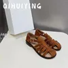 Casual Shoes 2024 Retro Handmade Real Leather Buckle-Strap Thick Sole Gladiator Sandals College Style Mary Janes Mules Loafers Desinger