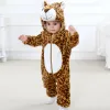 One-pièces bébé cartoomn rober hiver kigurumi costume pour garçons filles flanelle licorn lion panda canard saut de combinaison de combinaison de garde d'enfants pyjamas