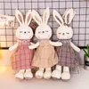 Cartoon Konijn Baby Sleep Soothing Doll Plush Toy Long Eared Rabbit Doll Singing Plaid Rok Rabbit Cross Border