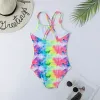 Swimwear 716 Years Girls Kids Knemes de bain Swimsuit 2024 Tie Dye Childre