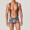 Män unershirts Mesh Open Butt Wrestling Singlet Leotard Male One-Piece Pyjama Sexig Jockstrap Underwear Faux Leather Jumpsuit 240410