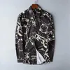 Lyxdesigner herrskjorta polo skjorta domstol tryck långärmad smal fit affärskarriär avslappnad all-match mäns lapelkläder M-3XL