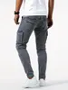 Мужские джинсы скинни для мужчин для мужчин, мода с прямой ногой с гибкой талией повседневные брюки 2404253