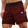 Lu Lu L Men Yoga Sports Sports de fitness de fitness de fitness Quick shorts secos de cor sólida Casual Running Quarter Pant Fashion Clothing 57865