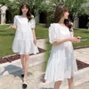 Maternity Dresses Maternity Sweet Dress for Summer Ruffles Puff Sleeve O-neck Fashion Pregnant Woman Chiffon Dress Short Lady Ball Gown Dress Cute