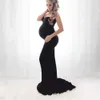 Robes de maternité femme au large de l'épaule de maternité grossesse sans bretelles élégantes robes minces en forme de photo de photographie maxi photo