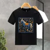 Herr t-shirts söt häststil lyx varumärke bomullsbrev par ts sommar hajuku män/kvinnor kort slve t-shirt asiatisk storlek S-7XL T240425