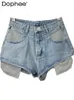 Dames shorts mode street metal diamant denim sexy meisje 2024 lente zomer zaklekkage lekkage buit vrouwen kleding