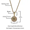 Подвесные ожерелья Hip Hop 5a Cz Stone Pavered Bling Out Compass Pendant