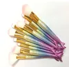 1Lot 10pcs Sirène Brush Makeup Brushes SETS 3D Colorful Make Up Brushes Foundation Blush Cosmetic Brush Set Kit Too424391