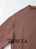 Trafza Trafza Summer Womens Washed double tissu tshirts 2 acèdes set rond Cold Casual Tops Elastic Pocket Panter 240422