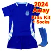 2024 Di Maria Kid Kit Kit Soccer Maglie nazionale Martinez Romero de Paul Mac Allister J.Alvarez Away Away GK Football Shirts Short Short