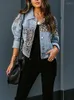 Giacche da donna leopardo patchwork jean for women abbigliamento tasche di moda esterno sottile rivestimento in denim femminile autunno top autunno