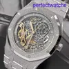 Lastest AP Wrist Watch Royal Oak Series 15407BC Platinum Frost Gold Hollow Mens Fashion Leisure Business Sports Double Penlulum Mechanical Watch