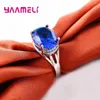 Cluster Rings Romantic And Mysterious Style Deep Blue Stone 925 Sterling Silver For Wedding Party Christmas Present Girl Women