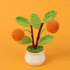 Decorative Flowers 1pc Small Wedding Party Crochet Flower Desktop Decor Potted Plants Creative Gift Artificial Tree Home Living Room