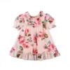 Abiti da ragazza per bambini Dress Dress New Summer Cute Nupple Abibiti Tulle in pizzo Abbigliamento da festa stampata floreale 1-5 anni Dressimi di compleanno