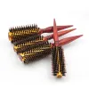 Irons Profissional Boar Natural Bristle redonda Cruscha de madeira Rush rolante para secar o cabelo Manuse