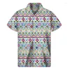 Camisas casuales para hombres retro mexico aztec 3d estampado hawaiano hombres coloridos tótem étnico lapa gráfica botón camisa de mangas de mangas cortas