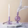 Titulares de vela Titular de vidro para a mesa de mesa castiçadeira decoração moderna vaso de flor seco de casamento