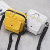 Venta de bolsas estampados de lona de alta calidad bolsos de hombro amarillo estudiantes de estilo coreano