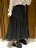 Jupes 2024 Femmes d'été Ruffle Edge Diagonale Couture de jupe longue dames A-line Soldi Color Large Hem Gauze Jupe