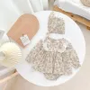 Één-stuks Sanlutoz herfst Babymeisjes lange mouw Body Girls Bodysuits Princess Toddler Girls Kleding onesies Flower Lace schattig met hoed