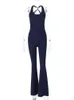 Jumpsuits voor dames rompers hugcitar geribbeld zwart strapless sexy strakke één stuk jumpsuit 2024 lente mode dames casual jumpsuit y2k y240425